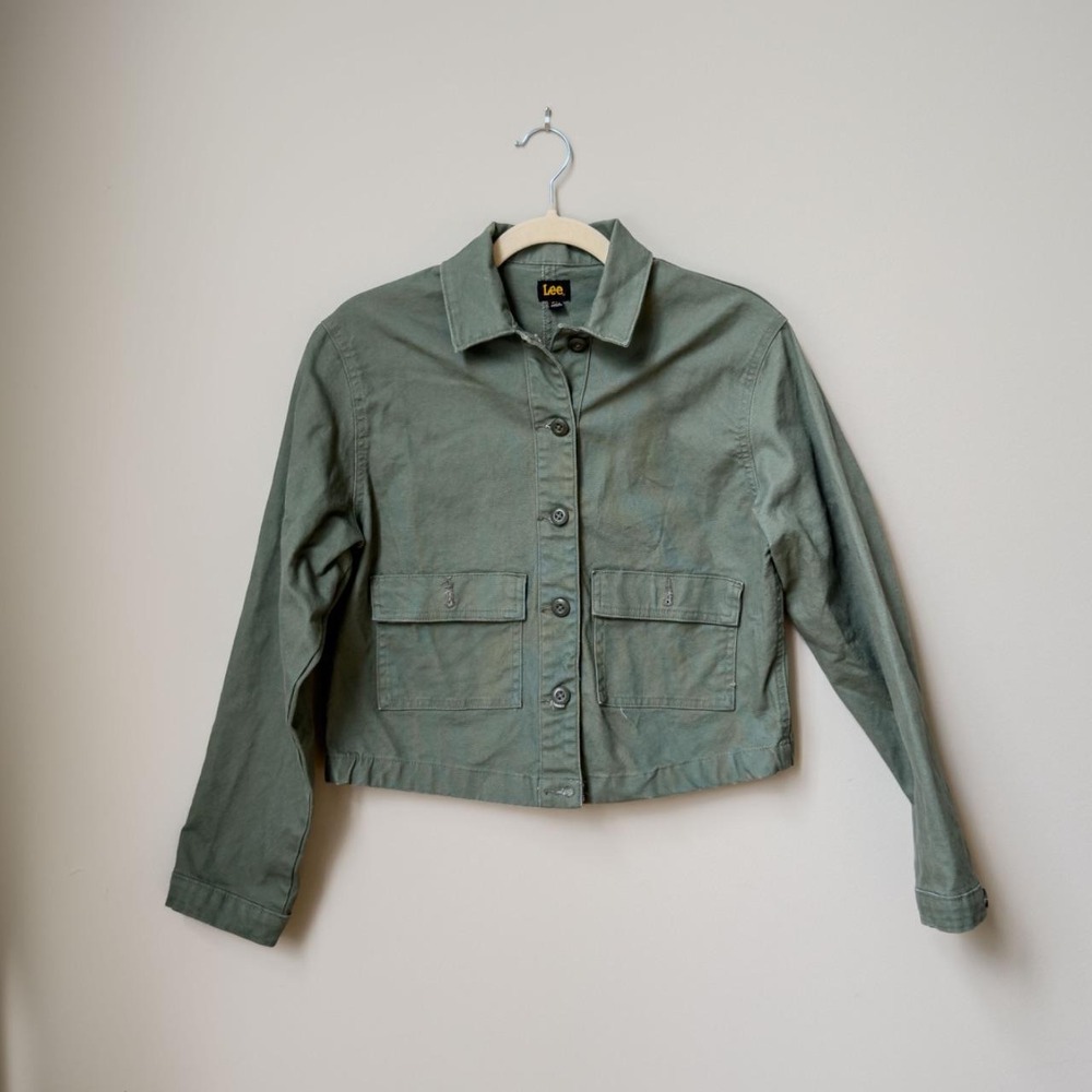 Lee Olive Green Cropped Denim Chore Jacket XS